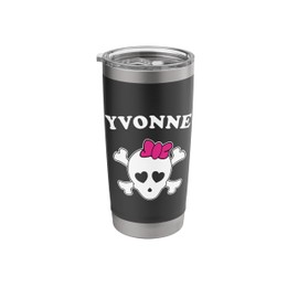Yvonne First Name Design: Pirate Flag and Hair Bow Stainless Steel Insulated Tumbler