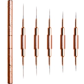 Nail Art Brushes - Yasterd 5pcs Double-Ended Nail Art Liner Brushes Nail Design Brushes for Elongated Long Lines, Thin Details, Fine Drawing Striper Brushes - Sizes 5/7/9/11/13/15/17/20/22/25mm