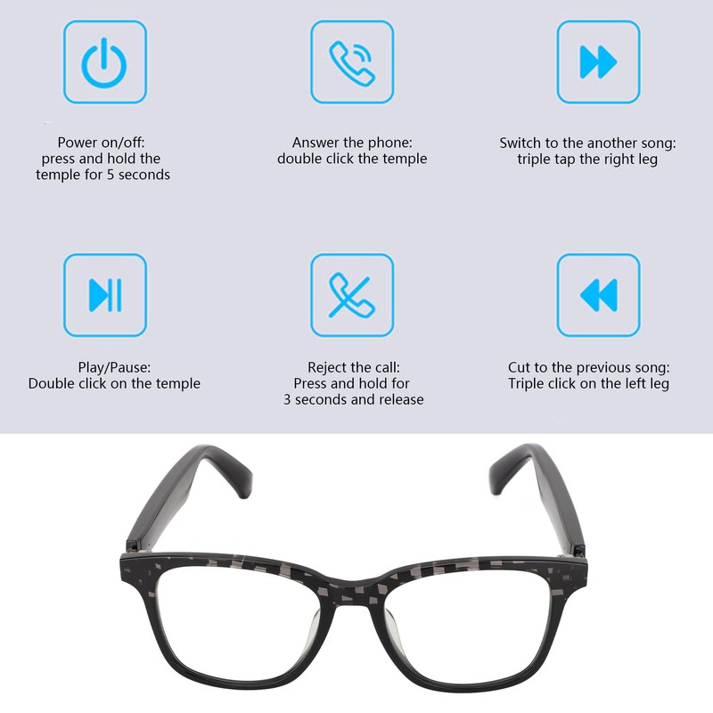 MX10 Smart Glasses Fashionable Waterproof Prevent Blue Light Multifunctional Wireless