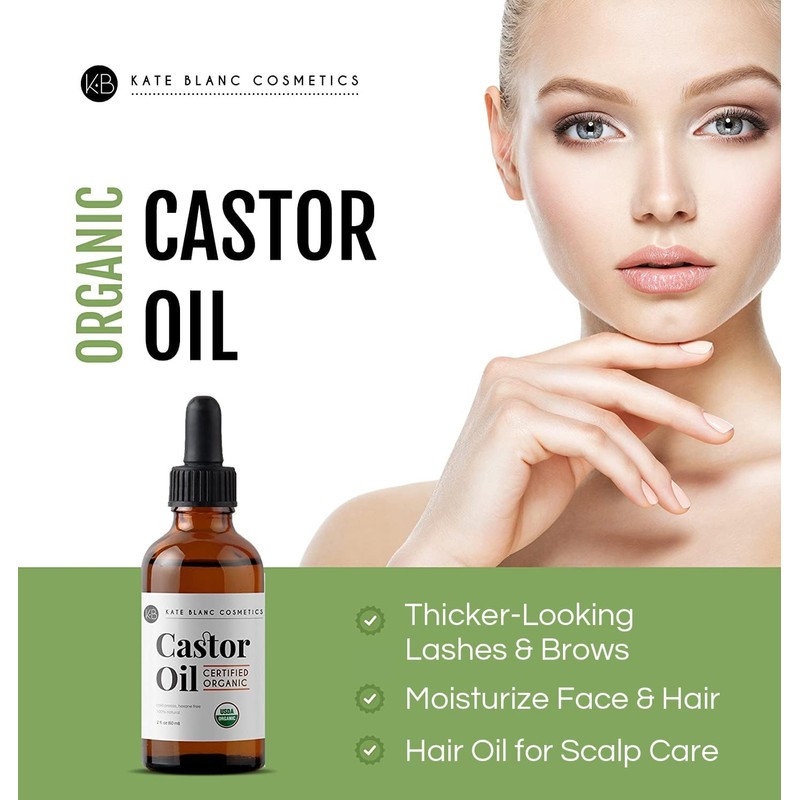 Castor Oil (2oz), USDA Certified Organic, 100% Pure, Cold Pressed,
