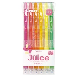 Pilot Juice 0.7 Gel Ballpoint Pen, Fluorescent Colors, 6 Colors, LJU60F6CK