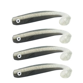 ZANDERKANT - Fishing Lure - Rubber Fish - Mega Kauli - 2 Packs of 2 - Smoke Glitter - 16 cm - Gripper 6/0 - Floating