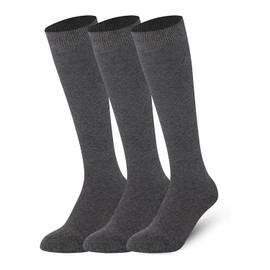 HD Novelty 6 Pairs Women/Girls Cotton Knee High Socks Extra Long Smooth Thigh Grip Knitted Stockings UK 4-6 (UK, Numeric, 4, 6, Regular, Regular, Grey)