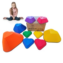 Brain Sprout Stepping Stones for Kids - 9pcs Heart-Shaped Children Balance Toy for Indoor and Outdoor Active Play, Sensory Toys for Balance and Coordination, Ideal for Children with Autism (Classic)