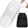 10 Pcs 6Inch Metal D-Shaped Binder Rings with Black Drawstring