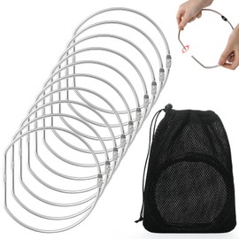 10 Pcs 6Inch Metal D-Shaped Binder Rings with Black Drawstring Bag Large Book Ring Clips Nickel Plated Steel D-Shaped Loose Leaf Binder Ring Book Keychain for Home Office Files DIY Craft Supplies