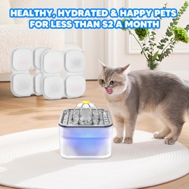 Sannofair Square Cat Water Fountain Filters, 4 Pieces Set Pack of 4 Replacement Filter Fit for 88 oz/2.5L, 3 Filtration System for Catit Water Fountain Filter