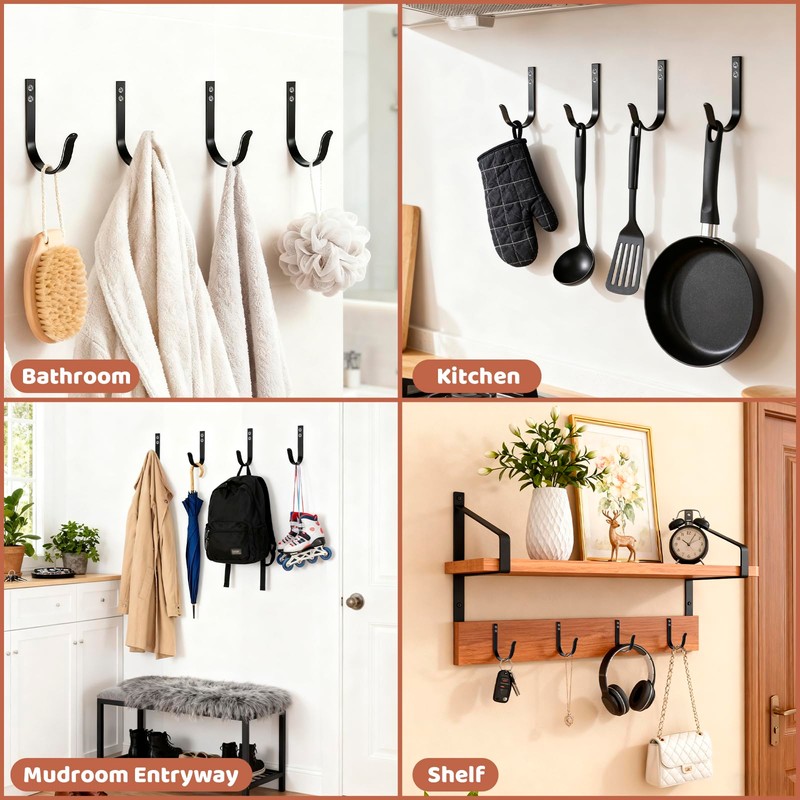 Wall Hooks for Hanging, Large Coat Hooks Wall Mount, Heavy