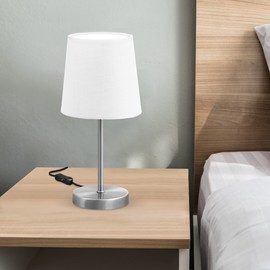 LED Table Lamp I Fabric Lamp Matte Nickel I E14 I Table Lamp I Bedside Lamp with Switch I IP20