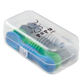 PAPU BABY Set de 4 Cucharas Chicas 100% de Silicón para Bebés. Inicio Alimentación Complementaria. Apoyo en la Dentición. (Niño)