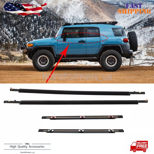Soillar 4Pc Door Window Moulding Trim Seal Belt Fit Toyota