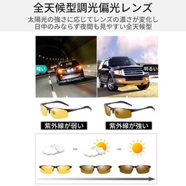 fortulux Men's Sports Sunglasses, Polarized UV Protection, UV400, Sports, Drive, Lightweight, 1.0 oz (28 g), Golf, Jogging, Bicycle, Climbing, Fishing, Dimmable polarized yellow (metal frame)