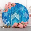 Renaiss 7x7ft Ice Freeze Castle Round Backdrop Cover Winter Wonderland