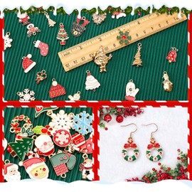 SANNIX Charms for Jewelry Making, 350Pcs Christmas Gold Enamel Charms Jewelry Metal Charm Pendants for DIY Bracelet Necklace Earring Craft Making