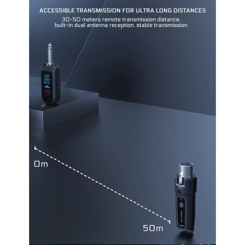 Loudstar Acoustics UHF Wireless Audio Transmitter and Receiver System, 6.35mm