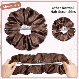 CEELGON Dark Brown Big Satin Scrunchie6.5 Inches Jumbo Scrunchies Silky Hair Ties Oversized Ponytail Holderfor Thick Curly Hair Extra Large Hair Accessories for Women (Espresso)