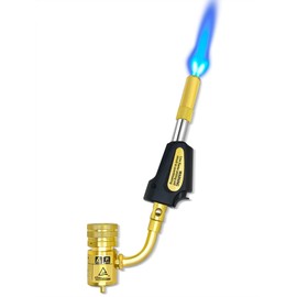 Turbo Torch Tips with Gas Self-Igniter Adjustable Flame Knob Brass Tip 360° Swivel Tips CGA600 Interface Compatible with Propane MAP MAP Gas for Soldering Brazing Plumbing Welding.