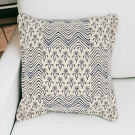 Homeroots Indigo And Ivory Floral Waves Throw Pillow