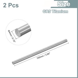 uxcell 2Pcs GR5 Titanium Rod, Dia 4mm 0.15" Length 100mm 3.94" Metal Solid TC4 Titanium Alloy Round Bar Rod Stock for Model Plane Cars Ship DIY Craft Metal Working