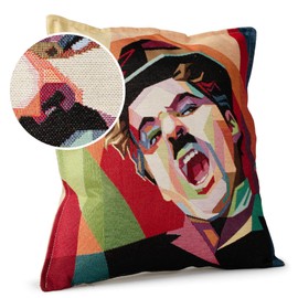 ANRO Cushion Cover Decorative Cushion Sofa Cushion Cover Tapestry Charlie Chaplin Motif 45 x 45 cm without Filling