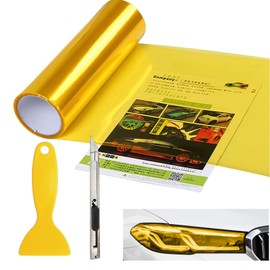 Cluoling Headlight Film Headlight Tail Protective Film 11.8 x 47.2 inches (30 x 120 cm) Film Gold Eyeline Film Tail Lamp Film Car Wrapping Film for Automobiles Motorcycle Headlights Tail Lights Fog