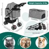 Pet Stroller,Dog Stroller for Small Medium Dogs Cats,3 Wheels,Foldable,with Breathable