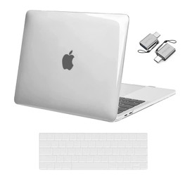 MOSISO Funda Compatible con Macbook Pro 13 2024-2016 M2 A2338 M1 A2251 A2289 A2159 A1989 A1706 A1708,Plástico Carcasa Rígida&Teclado Cubierta(USA Versión)&2 Adaptador Tipo C Paquete, Claro Cristal