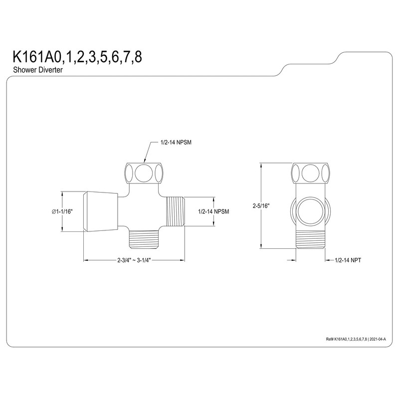 Kingston Brass K161A7 Showerscape Shower Arm Diverter, Brushed Brass 2.75