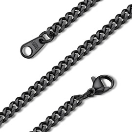 GOLDCHIC JEWELRY Basic Curb Chain, Unisex Black Cuban Link Necklace For Men, 3mm