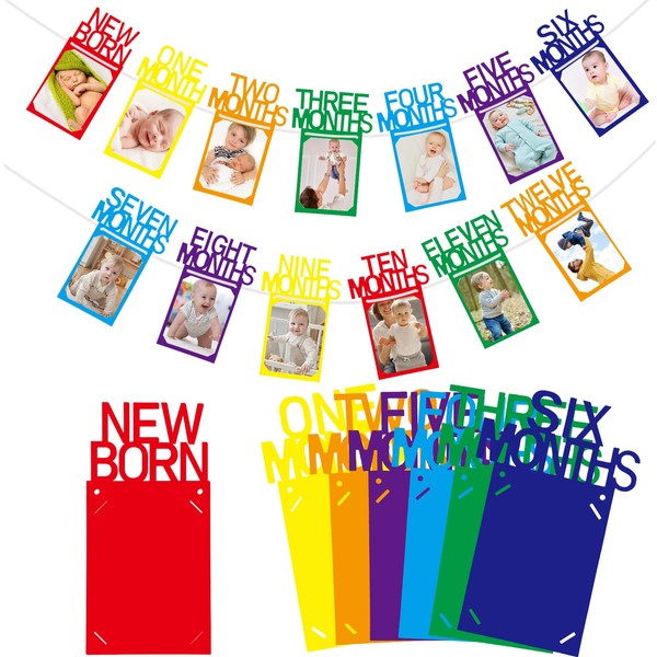 Buryeah Rainbow 1st Birthday Photo Banner for Baby from Newborn