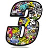 Racing Number Rally Stickers Bomb Decal 3 N 203