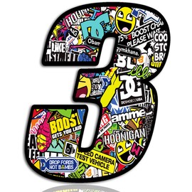 Racing Number Rally Stickers Bomb Decal 3 N 203