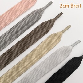 Shecret 2 Pairs of 20 mm Wide Flat Shoelaces, Flat Thick Wide Shoelaces, Tear-Resistant Replacement Shoelaces Made of Polyester for Sports Shoes, Trainers, Casual Shoes, White