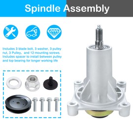 54" Deck Rebuild Kit Fits for Craftsman/Husqvarna LGT2654 YTH2454, Includes 3 Splindle 187292 192870 532192870, 3 Pulleys 153535 173436 532173436, 148" Belt 196103