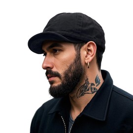 Clakllie Soft Short Brim Baseball Cap Flat Bill Snapback Cap Cotton Flat Brim Dad Hat Breathable Trucker Hats Low Profile Cap,BSAD2521-Black