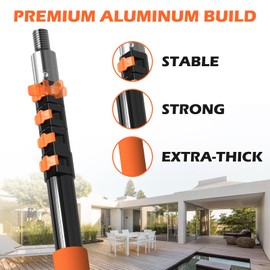 AgiiMan 15FT Reach Telescopic Pole, 3 to 12FT Extension Pole, Portable Aluminum Telescopic Pole with Easy Flip Lock, Paint Roller Extension Pole for Paint Dusting, Window Cleaning