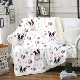 French Bulldog Sherpa Blanket Cute Dog Fleece Throw Blanket 3D Animal Theme Plush Blanket for Kids Boys Girls Dog Lovers Pet Dog Fuzzy Blanket for Sofa Bed,Single 50x60 Inch