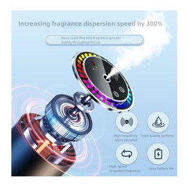 Smart Car Air Fresheners Rechargeable Pickup Sound 50ML Botanical Perfume Colorful Atmosphere Light Adjustable Concentration AI Intelligent Sensing Nano Atomization Auto On/Off for Car Home(Purple)