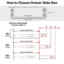 Prmape 2 Pcs Ball Bearing Drawer Runners 20cm, Ball Bearing Metal Black Runners Slides Rails Track, 200mm Full Extension Drawer Runner, Heavy Duty 45 kg Load Capacity