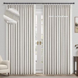 Topfinel Extral Wide Curtains, Pinch Pleated 100% Blackout Linen Drapery Panels with Hooks, Pinch Pleat Drapes for Patio Sliding Door Large Window Living Room Track, 72" Wx96 L 1 Panel