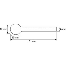PFERD Carbide Burr, Ball Shape KUD, All-Round Toothing, Burr Diameter 12 mm, Shaft Diameter 6 mm, Length 51 mm, 21001008 - for Versatile Use on the Most Important Industrially Used Materials