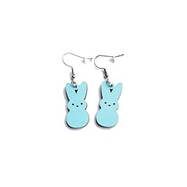 Colorful Easter Rabbit Wooden Dangle Earrings Cute Candy Color Rabbit Animal Wood Earrings for Women Jewelry(C)