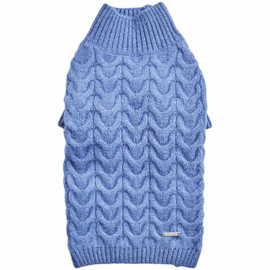 Blueberry Pet Christmas Sweater - Fuzzy Knit Pullover, Turtle-Neck Dog Clothes, Heather Blue Pajamas, Sweater Vest for Small Dogs, Girls - Fleece Accessories