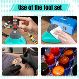 10000RPM Mini Vortex Mixer Kit All in One for Tattoo Ink Acrylic Pigments Nail Polish More 7 Colors 30ml Tattoo Ink Wiping Paper Gloves Ink Cups Included