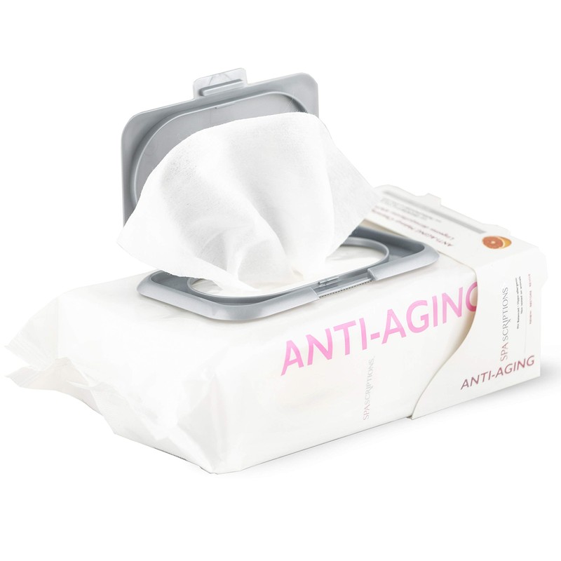 Spascriptions Anti Aging Makeup Cleansing Wipes, Top Up Open, 60