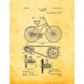 Bicycle Patent Print Golden Look (18" x 24") M11113