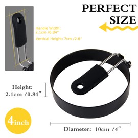 LXLOVESM 5 packs 4'' Egg Rings Set with Silicone Handle, Stainless Steel Egg Cooking Rings，Nonstick，For Frying Eggs and Egg Mcmuffins, Egg Mold For Breakfast