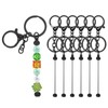 PATIKIL 6 Pcs Beadable Keychains Bars, Metal Beaded Keychain Blanks Bulk Making Supplies Kit with Lobster Hook for Pendant DIY Art Crafts, Black