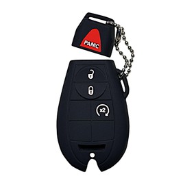 Key Fob Cover for Ram Cherokee: 4 Buttons Remote Case Protector Fit for Jeep Commander Cherokee Dodge Challenger Dart Grand Caravan Ram 1500 2500 3500 2008 to 2024 68508732AA GQ453T 68105083 (Black2)