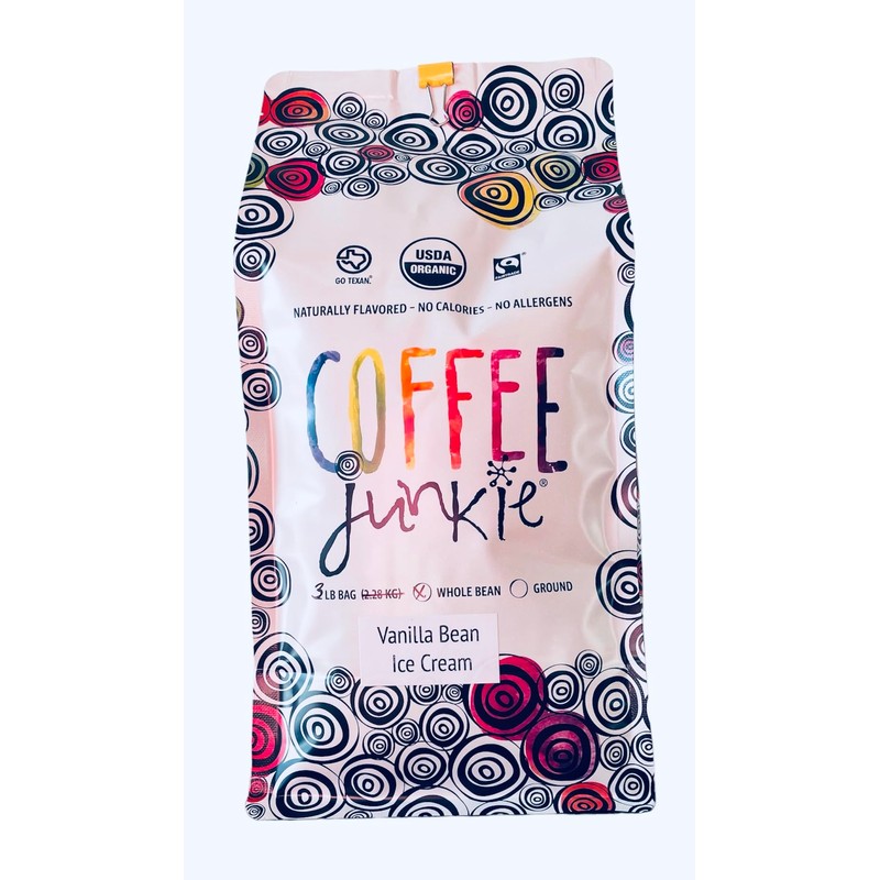 Coffee Junkie- Organic-Vanilla Bean Ice Cream 3lb Whole Bean Coffee